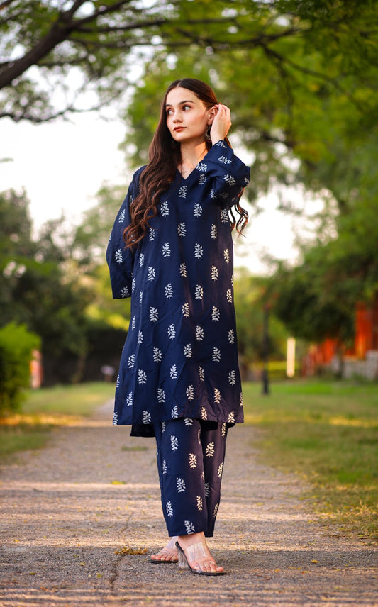 Saliha 2 PC (Navy Blue)